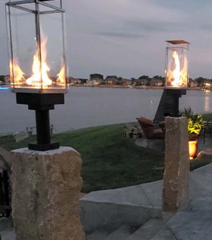 custom stone lanterns with fire