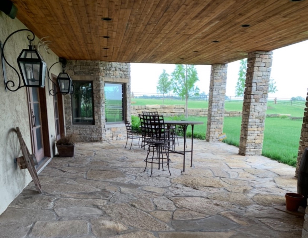 natural stone patio pergola